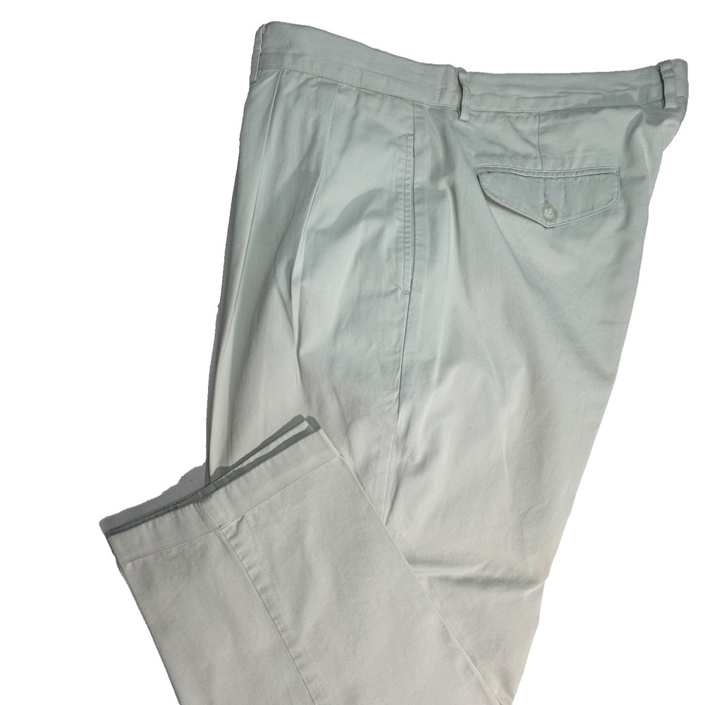 Faconnable Mens Pleated Cotton Khaki Pants Beige Size 40x28 Designer Trousers